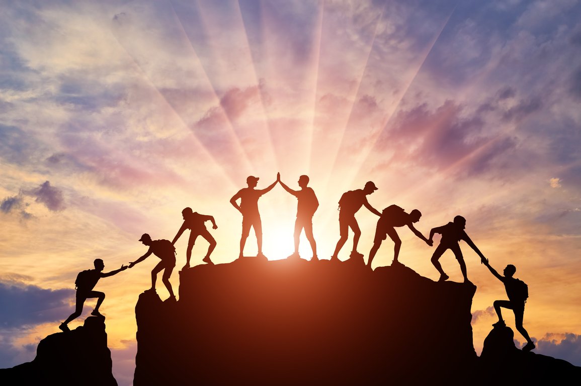 Team working together to achieve goals